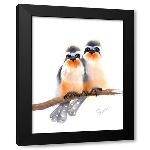 Bird Buds Black Modern Wood Framed Art Print by Shefranov, Olga