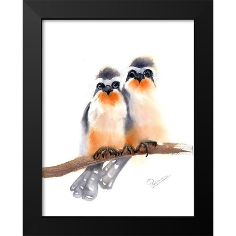 Bird Buds Black Modern Wood Framed Art Print by Shefranov, Olga