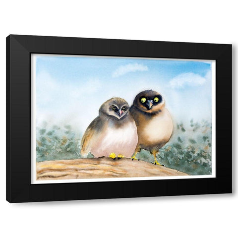 Owls Black Modern Wood Framed Art Print by Shefranov, Olga