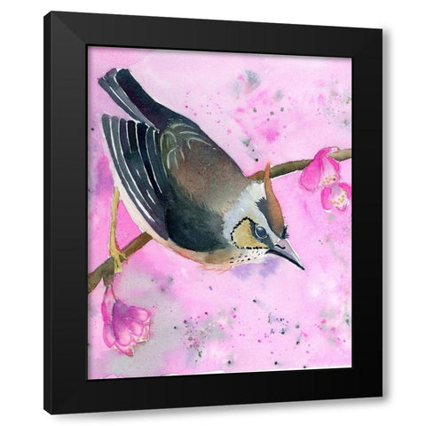 Pink Floral Black Modern Wood Framed Art Print with Double Matting by Shefranov, Olga