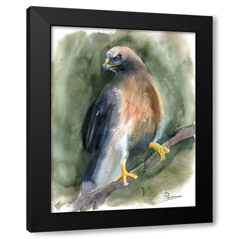 Hawk Black Modern Wood Framed Art Print with Double Matting by Shefranov, Olga