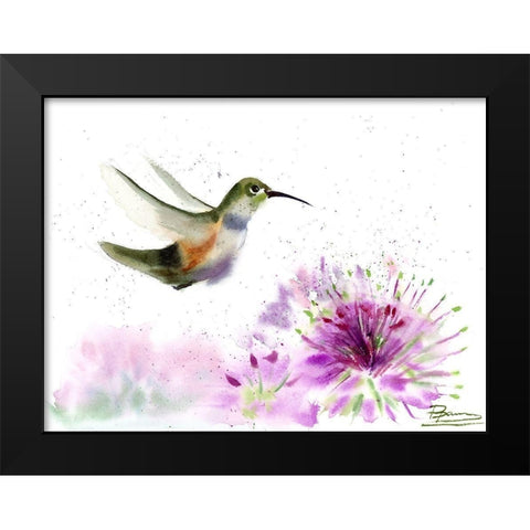 Hummingbird Black Modern Wood Framed Art Print by Shefranov, Olga