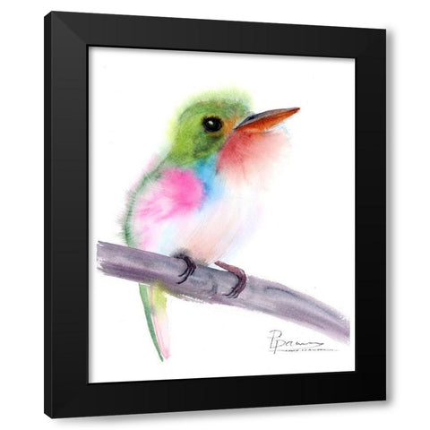 Tropical Bird V Black Modern Wood Framed Art Print with Double Matting by Shefranov, Olga