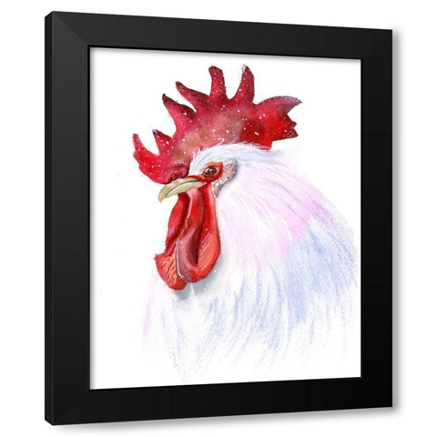 Rooster Black Modern Wood Framed Art Print with Double Matting by Shefranov, Olga