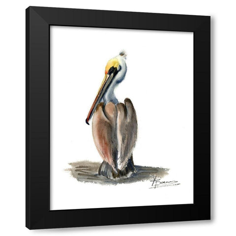 Beach Bird Black Modern Wood Framed Art Print by Shefranov, Olga