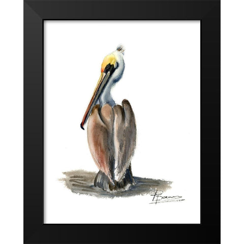 Beach Bird Black Modern Wood Framed Art Print by Shefranov, Olga
