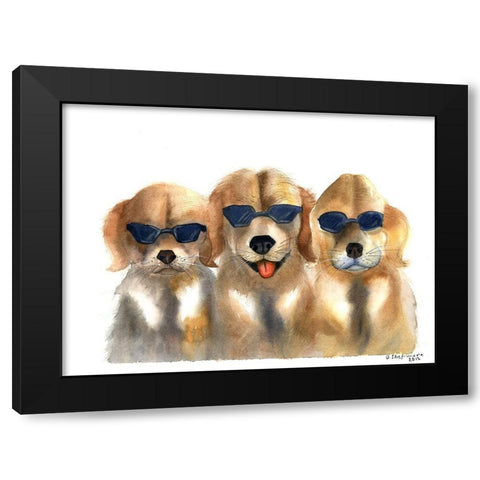 Dogs in Glasses Black Modern Wood Framed Art Print with Double Matting by Shefranov, Olga