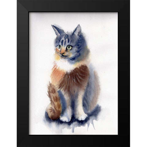 Cat Black Modern Wood Framed Art Print by Shefranov, Olga