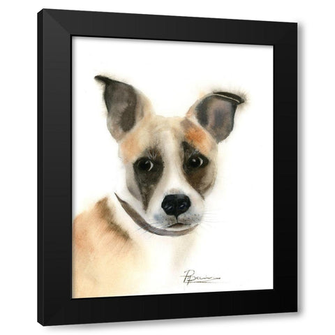 Pup Black Modern Wood Framed Art Print with Double Matting by Shefranov, Olga