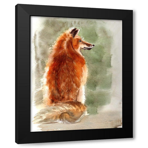 Fox Black Modern Wood Framed Art Print by Shefranov, Olga
