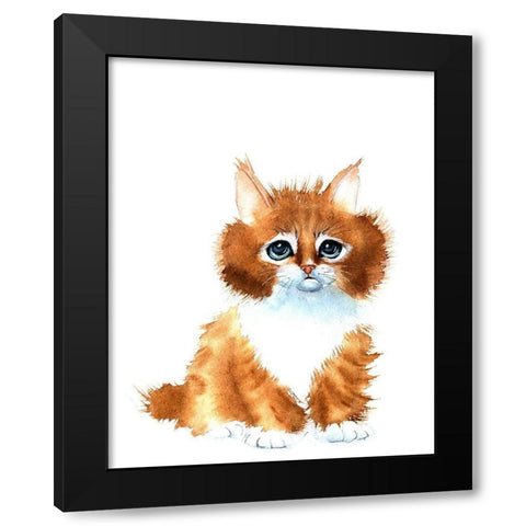 Orange Cat Black Modern Wood Framed Art Print by Shefranov, Olga