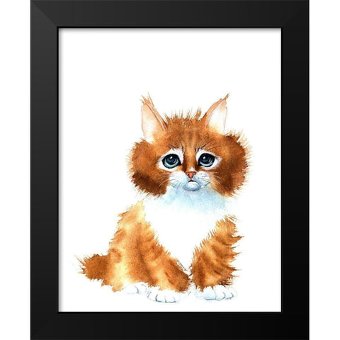 Orange Cat Black Modern Wood Framed Art Print by Shefranov, Olga