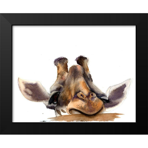 Giraffe Black Modern Wood Framed Art Print by Shefranov, Olga