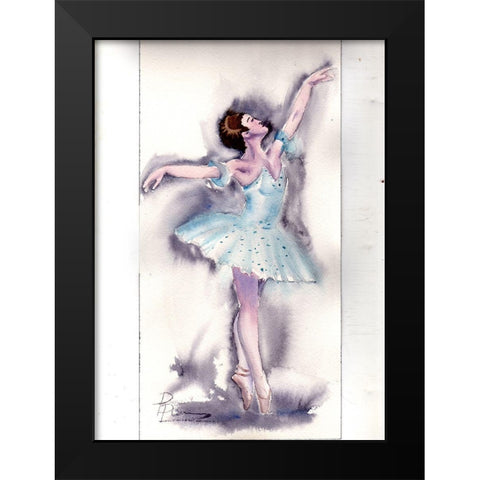 Ballet Dancer Black Modern Wood Framed Art Print by Shefranov, Olga