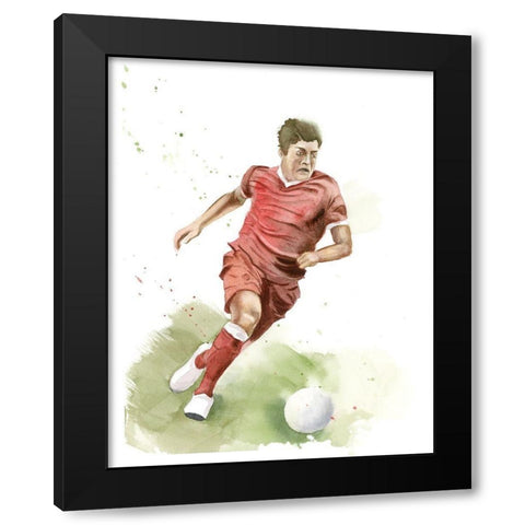 Soccer Player Black Modern Wood Framed Art Print by Shefranov, Olga
