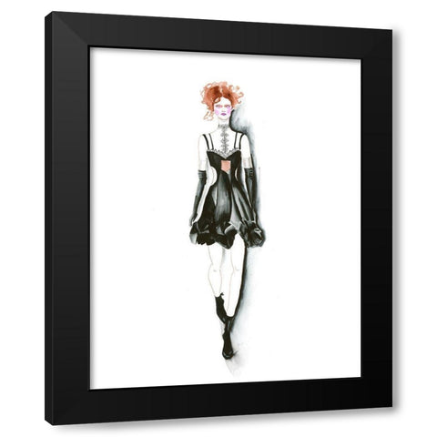 Fashion Girl Black Modern Wood Framed Art Print by Shefranov, Olga