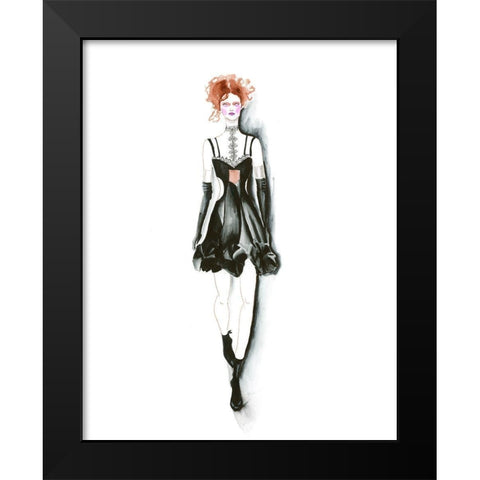 Fashion Girl Black Modern Wood Framed Art Print by Shefranov, Olga
