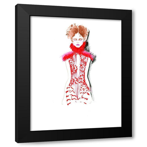 Fashion Girl III Black Modern Wood Framed Art Print with Double Matting by Shefranov, Olga