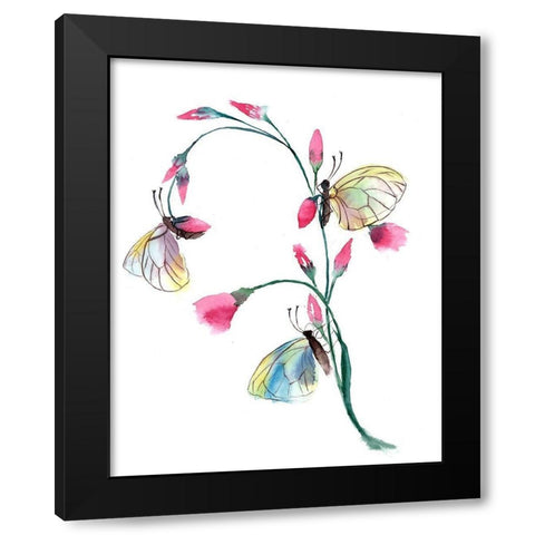 Flower Black Modern Wood Framed Art Print with Double Matting by Shefranov, Olga