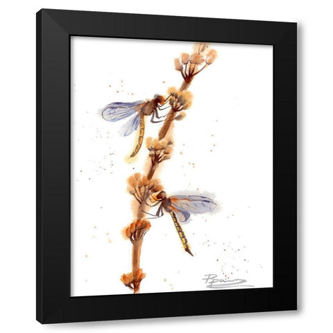 Dragonflies Black Modern Wood Framed Art Print with Double Matting by Shefranov, Olga