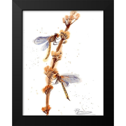 Dragonflies Black Modern Wood Framed Art Print by Shefranov, Olga