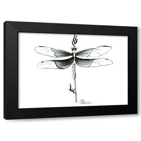 Dragonfly Black Modern Wood Framed Art Print by Shefranov, Olga