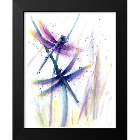 Dragonflies II Black Modern Wood Framed Art Print by Shefranov, Olga