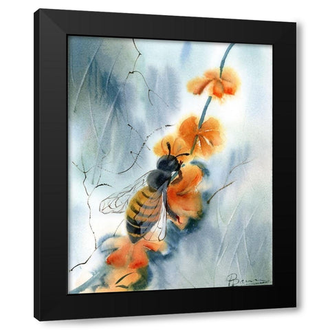 Bee III Black Modern Wood Framed Art Print with Double Matting by Shefranov, Olga