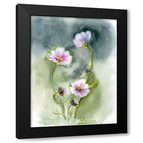 Purple Flowers II Black Modern Wood Framed Art Print with Double Matting by Shefranov, Olga