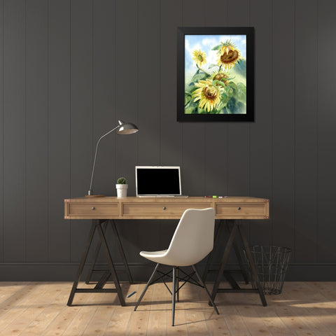 Sunflowers Black Modern Wood Framed Art Print by Shefranov, Olga