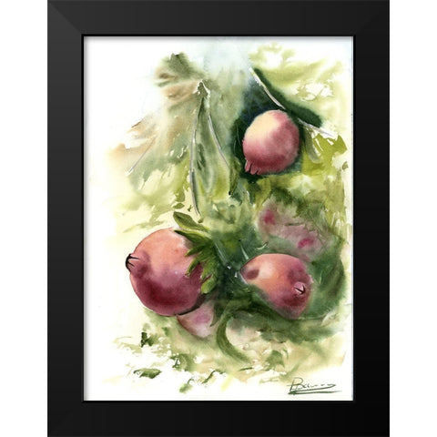Pomegranate Black Modern Wood Framed Art Print by Shefranov, Olga