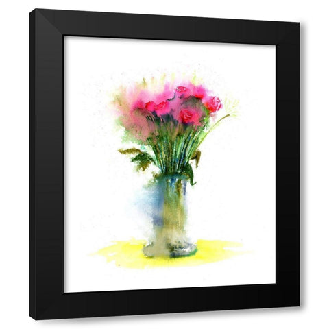 Pink Flowers II Black Modern Wood Framed Art Print by Shefranov, Olga