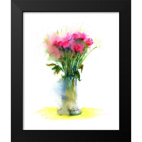 Pink Flowers II Black Modern Wood Framed Art Print by Shefranov, Olga