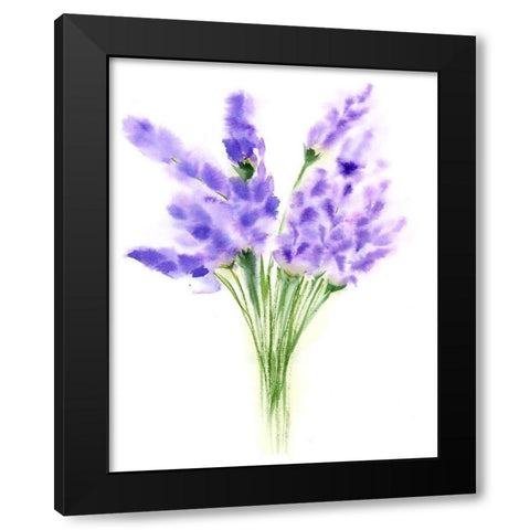 Purple Flowers IV Black Modern Wood Framed Art Print with Double Matting by Shefranov, Olga