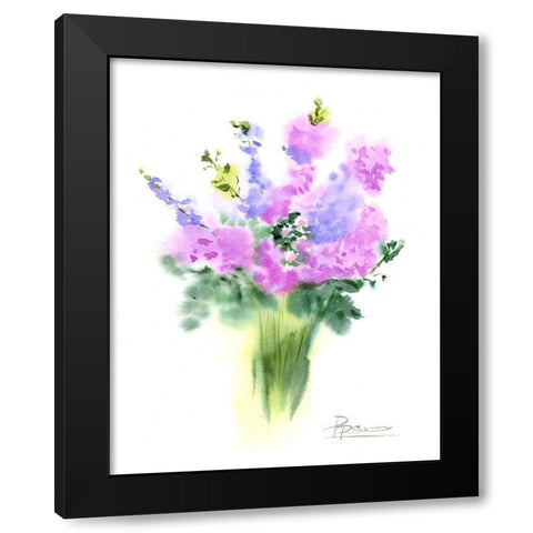 Pink Flowers III Black Modern Wood Framed Art Print with Double Matting by Shefranov, Olga