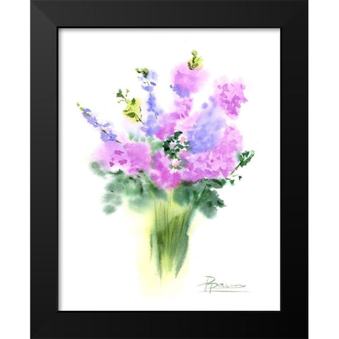 Pink Flowers III Black Modern Wood Framed Art Print by Shefranov, Olga