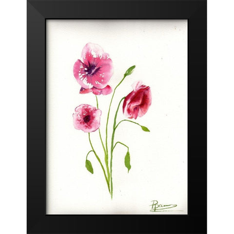 Maroon Flowers II Black Modern Wood Framed Art Print by Shefranov, Olga