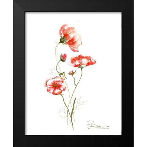 Orange Flowers II Black Modern Wood Framed Art Print by Shefranov, Olga