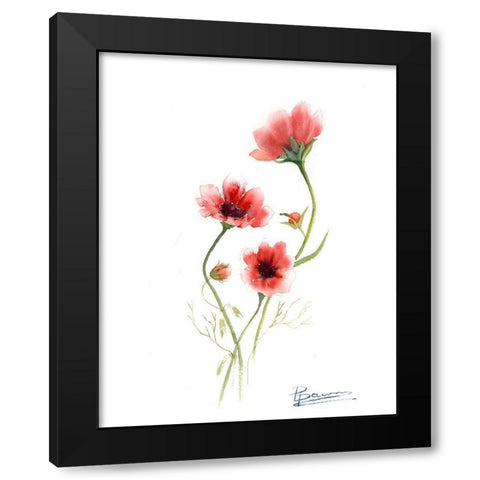 Orange Flowers III Black Modern Wood Framed Art Print with Double Matting by Shefranov, Olga