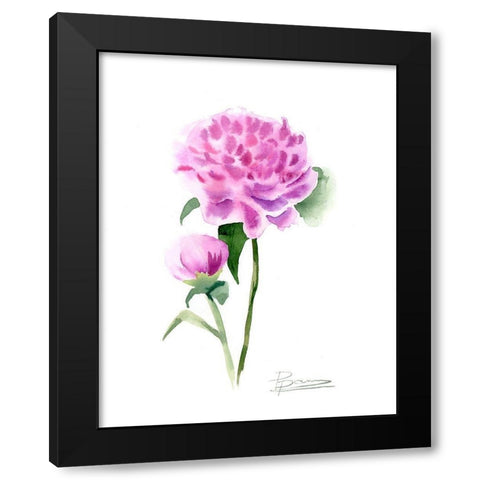 Pink Flowers IV Black Modern Wood Framed Art Print by Shefranov, Olga