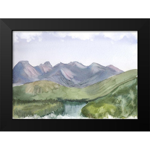 Mountain Scape Black Modern Wood Framed Art Print by Shefranov, Olga