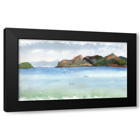 Ocean Scape Black Modern Wood Framed Art Print with Double Matting by Shefranov, Olga