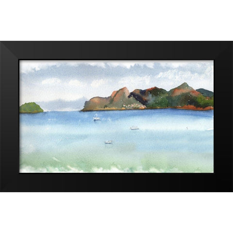 Ocean Scape Black Modern Wood Framed Art Print by Shefranov, Olga