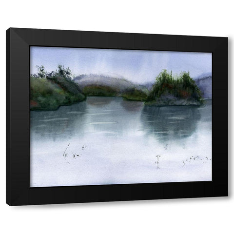 Lake Scape Black Modern Wood Framed Art Print with Double Matting by Shefranov, Olga