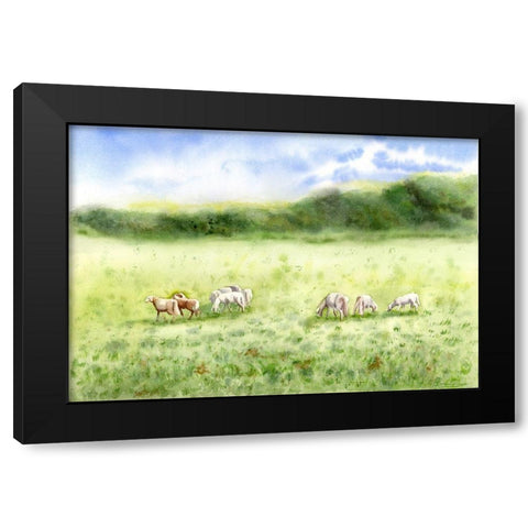 Field Scape Black Modern Wood Framed Art Print with Double Matting by Shefranov, Olga