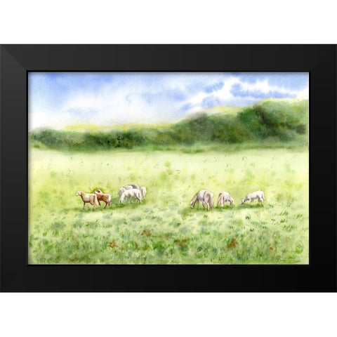 Field Scape Black Modern Wood Framed Art Print by Shefranov, Olga