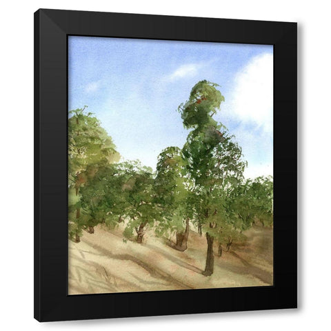 Apple Trees Black Modern Wood Framed Art Print by Shefranov, Olga