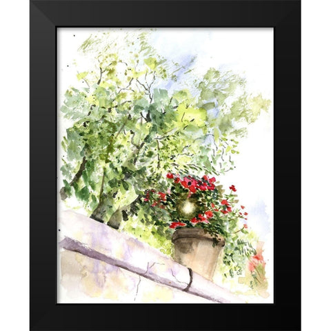 Fence Line Black Modern Wood Framed Art Print by Shefranov, Olga