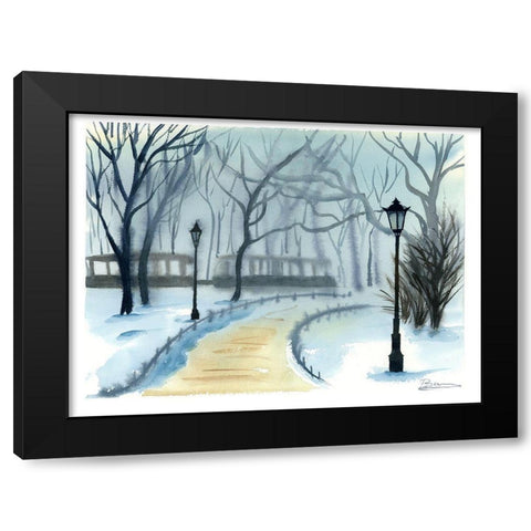 Winterscape Black Modern Wood Framed Art Print by Shefranov, Olga