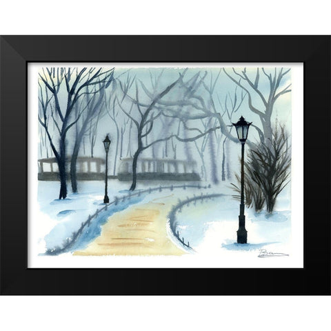 Winterscape Black Modern Wood Framed Art Print by Shefranov, Olga
